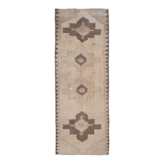 1970s Vintage Handmade Wool Cotton Beige Area Rug For Sale