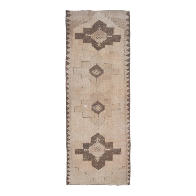 1970s Vintage Handmade Wool Cotton Beige Area Rug For Sale