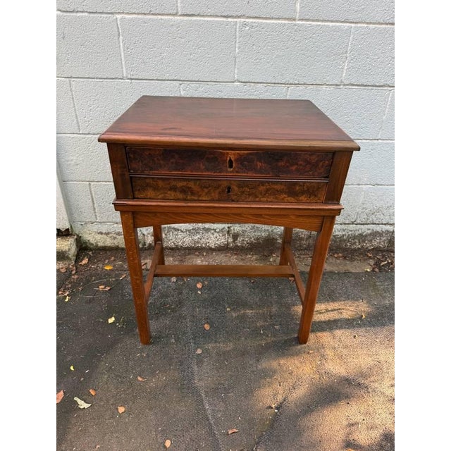 Victorian Antique Victorian Style Burled Wood Spool Table For Sale - Image 3 of 14