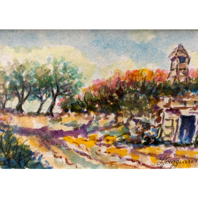 Vintage Small Framed Italian Landscape Watercolor For Sale - Image 4 of 6