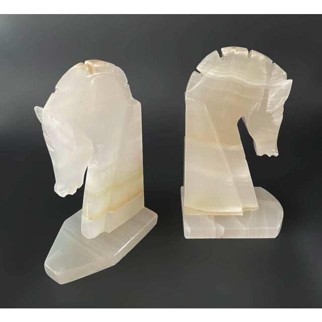 Vintage Carved Onyx Bookends With Horse Motif - a Pair For Sale In Providence - Image 6 of 7