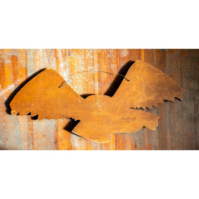 Mid-Century Folk Art Carved Bellamy Style Patriotic Eagle, Signed For Sale - Image 10 of 12