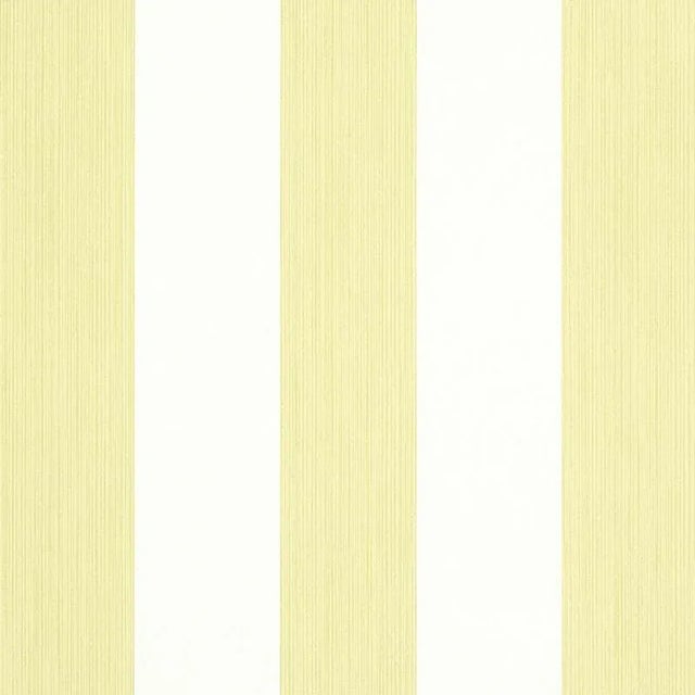 Schumacher Edwin Stripe Wide Wallpaper in Citron For Sale