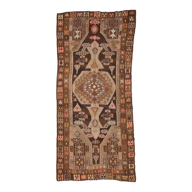 Vintage Turkish Wool Kilim Rug For Sale