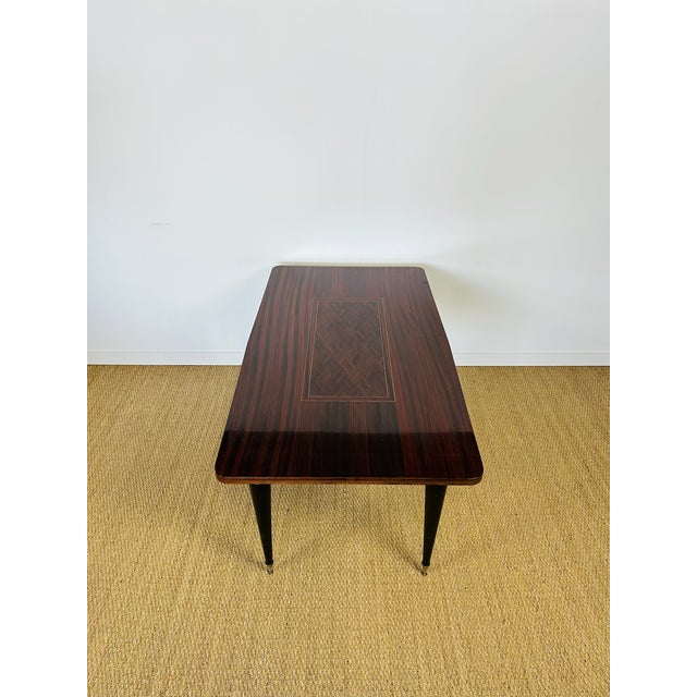 Wood French Modern Dining Table in Marquetry Macassar Ebony, 1950s For Sale - Image 7 of 17