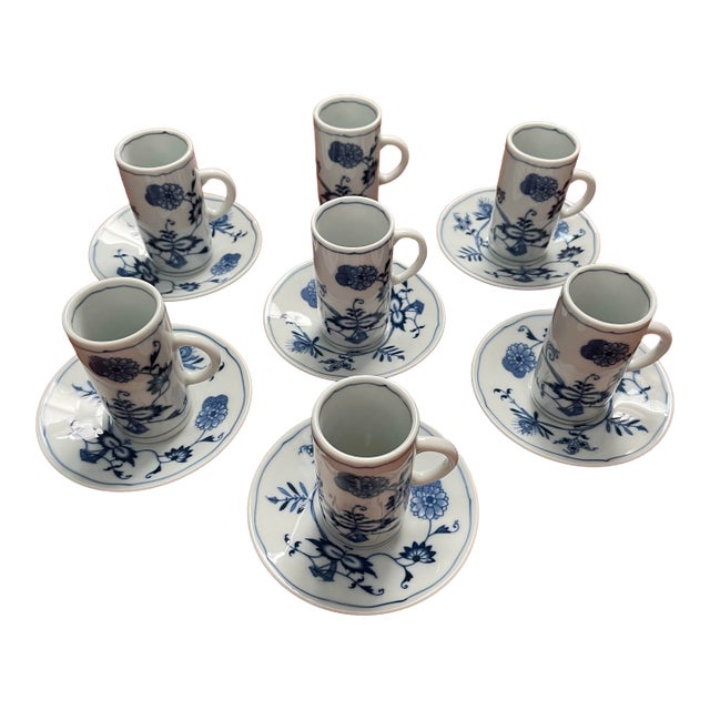 Vintage Blue Danube Japan Irish Coffee/ Espresso Cup and Saucer Set of 6 + Plus One Cup Lagniappe For Sale