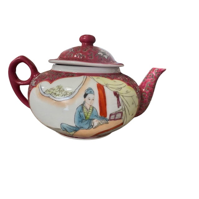 Mid-Century Vintage Mun Shou Longevity Hand Painted Luncheon Set, 28pcs. For Sale - Image 4 of 12