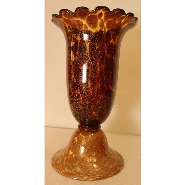 Mid-Century Modern Brown and Gold Spotted Murano Glass Vase from Nor Glass, 1960s For Sale - Image 3 of 18