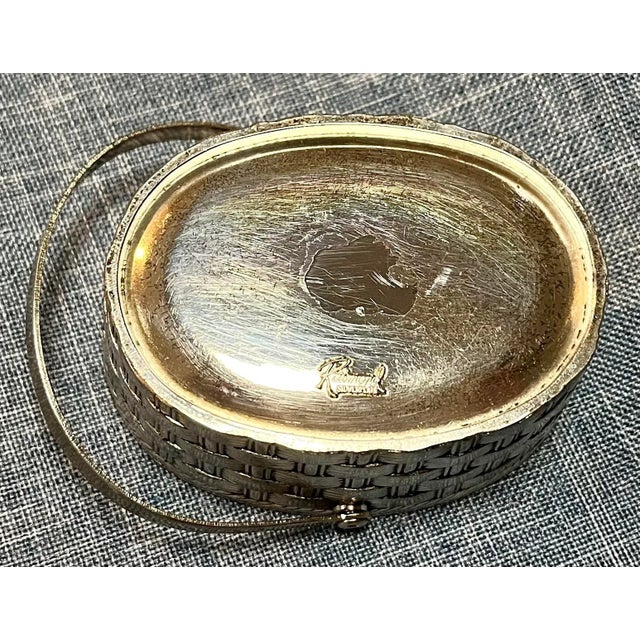 Metal Vintage Raimond Silverplate Petite Woven Basket With Hinged Handle For Sale - Image 7 of 8