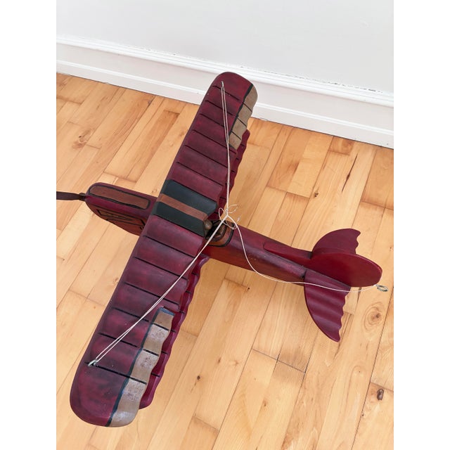 Large Vintage Handmade Wooden Airplane Model Biplane, 1930s For Sale - Image 17 of 18