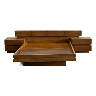 1990s Post Modern White Oak Platform Bed For Sale