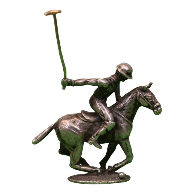 Silver-Plated Polo Player Figurine For Sale