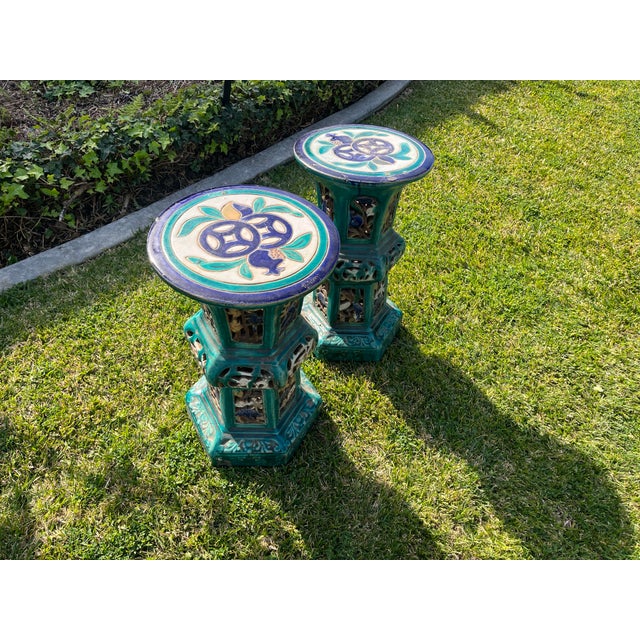 Chinese Antique Chinese Turquoise Sancai Pottery Glazed Pedestals For Sale - Image 3 of 12