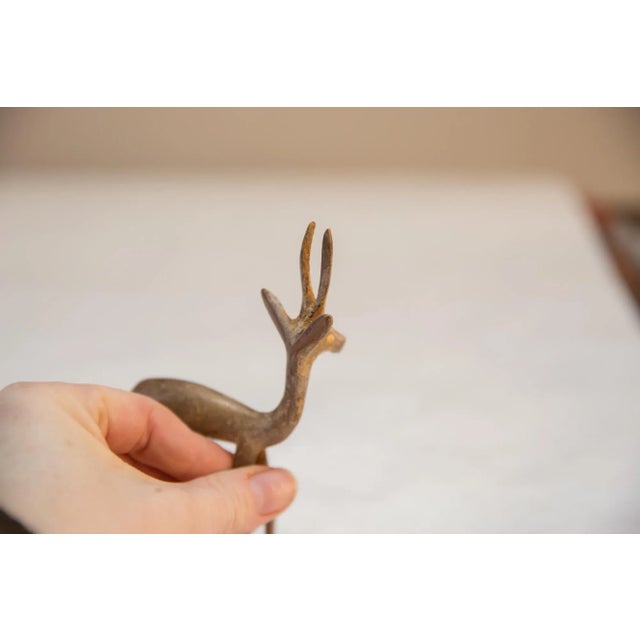 Mid 20th Century Vintage African Golden Patina Mixed Metal Gazelle For Sale - Image 5 of 9