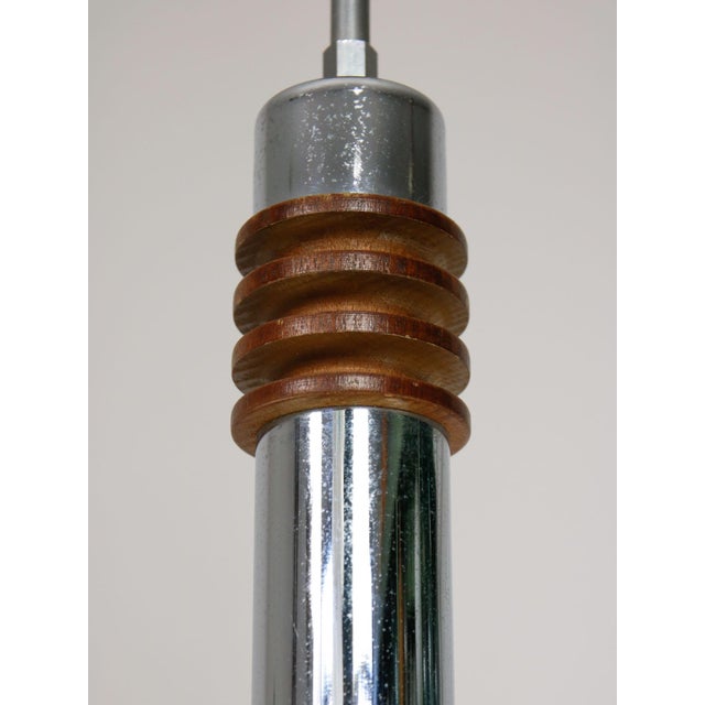 Vintage Italian Chrome and Glass Pendant Lamp For Sale - Image 4 of 14