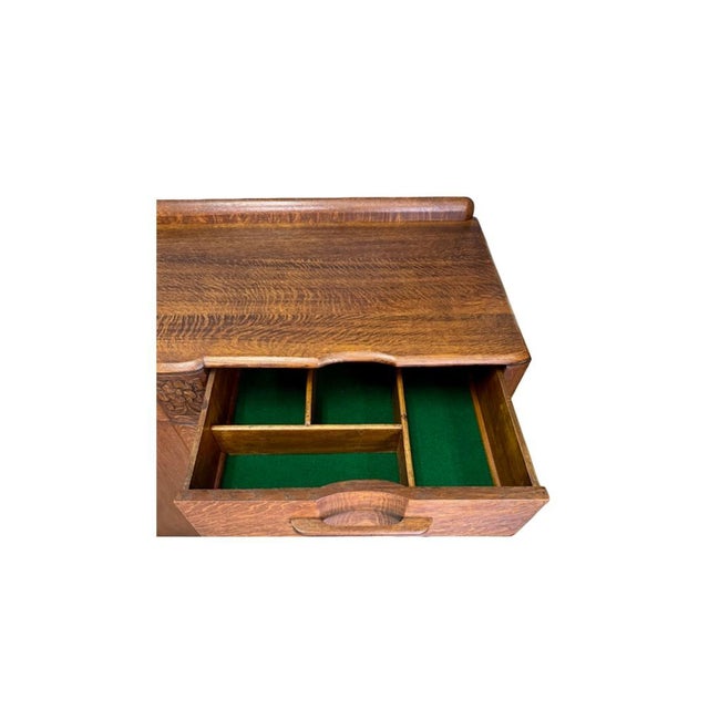 Antique c.1920's Art Deco Quarter Sawn Oak Sideboard Buffet For Sale - Image 10 of 15