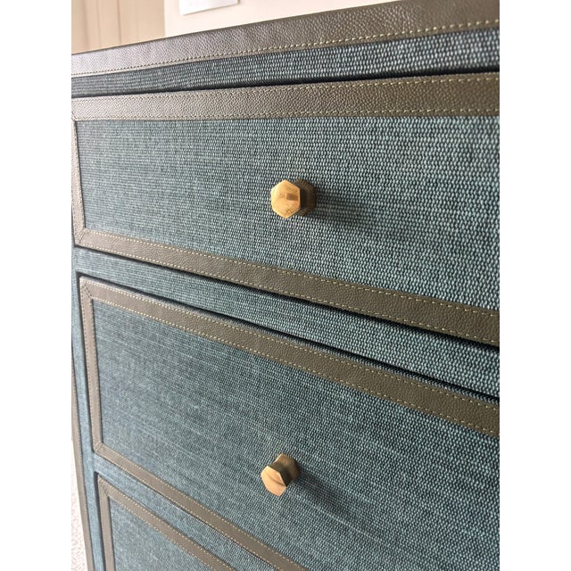 Blue 21st Century Bespoke Dresser Textured Finish With Leather Accents by Made Goods For Sale - Image 8 of 16