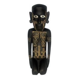 Dayak Hampatong Guardian Figure Borneo Kalimantan Incised Geometric Shell Eyes