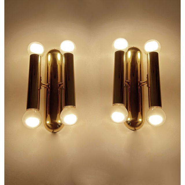 Vintage Space Age Brass Sconces, 1970s, Set of 2 For Sale - Image 6 of 18
