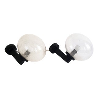 Vintage Brutalist Bubble Glass Globe Lamps, 1970s, Set of 2 For Sale