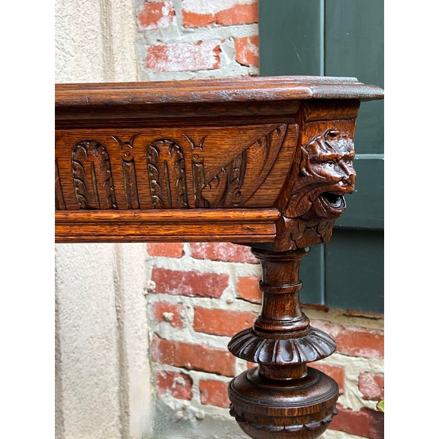 Antique French Console Hall Table Renaissance Revival Demilune Carved ...