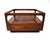 A dark well grained walnut and smoked glass square coffee table with lower shelve platform for books, magazines or...