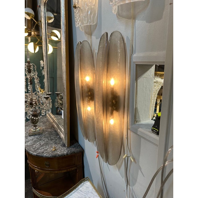 Pair of 'Fume" Murano Glass Sconces For Sale In Dallas - Image 6 of 7