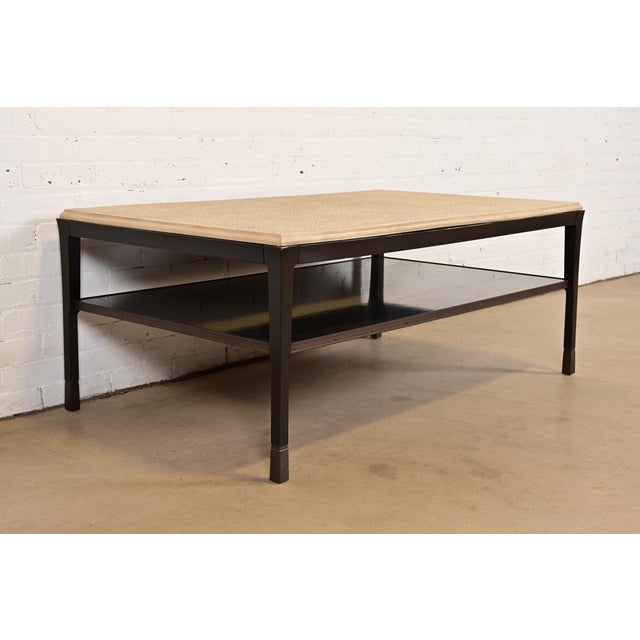 Baker Furniture Company Bill Sofield for Baker Furniture Modern Mahogany Raku Top Coffee Table or Cocktail Table For Sale - Image 4 of 11