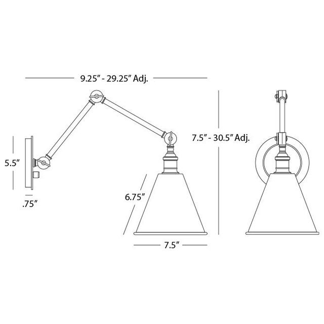 Alloy Wall Sconce in Polished Nickel Finish and matching metal shade has a sleek mechanical function in mind. Crisp...