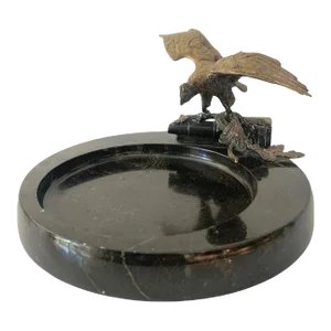 20th Century Bronze Imperial Eagle and Marble Trinket Tray