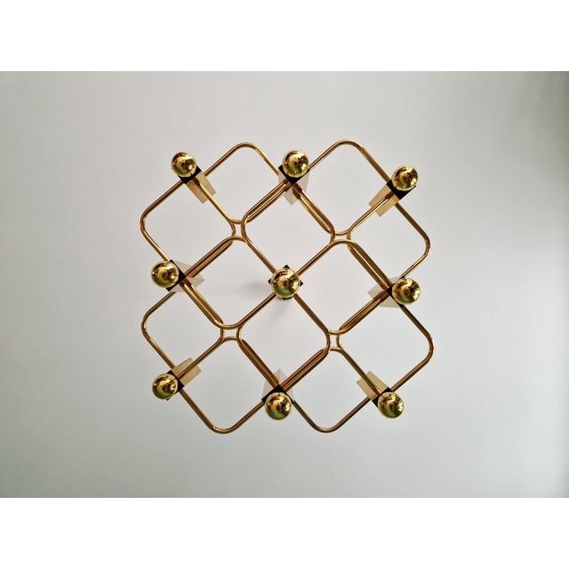 Metal Geometric Brass Chandelier by Gaetano Sciolari for Boulanger, 1970s For Sale - Image 7 of 14