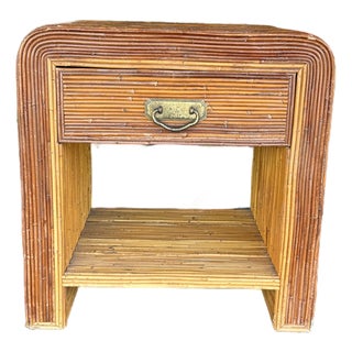 Split Reed Waterfall End Table Attr. To Gabriella Crespi For Sale