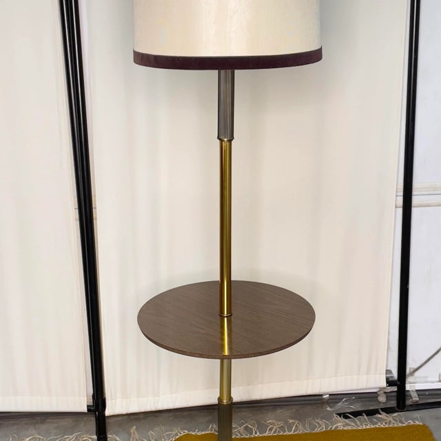 Mid Century Modern Floor Lamp With Table and Lampshade