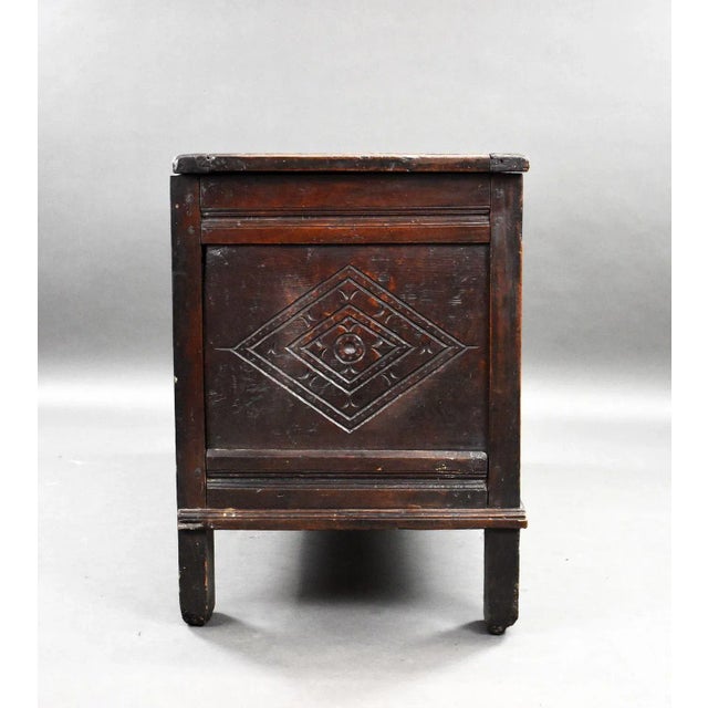 17th Century Carved Oak Coffer, 1680s For Sale - Image 3 of 13