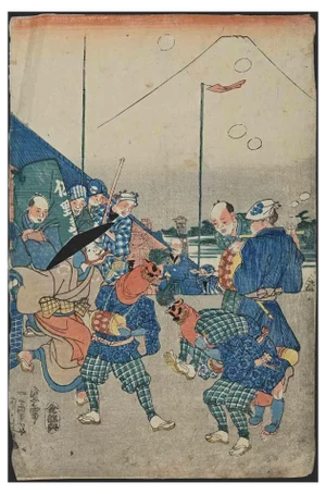 Utagawa Kunisada (Toyokuni III), Celebrations During Sumo Matches, Woodcut, Mid 19th-Century