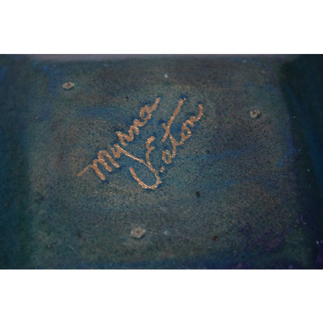 1960s Myrna Eaton Blue Enamel on Copper Dish For Sale - Image 12 of 13