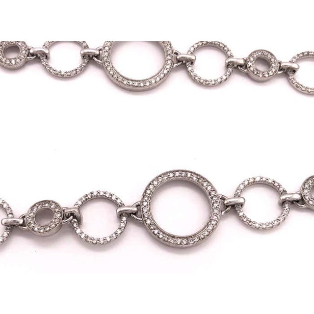 14Kt White Gold 16 Inches Necklace with Diamonds 6.50 Total Diamond Weight. 28.4 grams total weight.