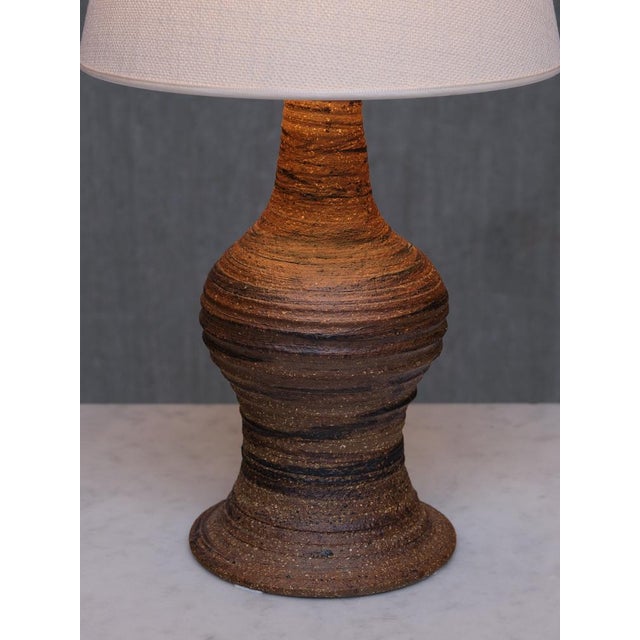 Textured Brown Earthenware Table Lamp from Kai Krebs, Tungelsta, Sweden, 1960s For Sale - Image 9 of 12