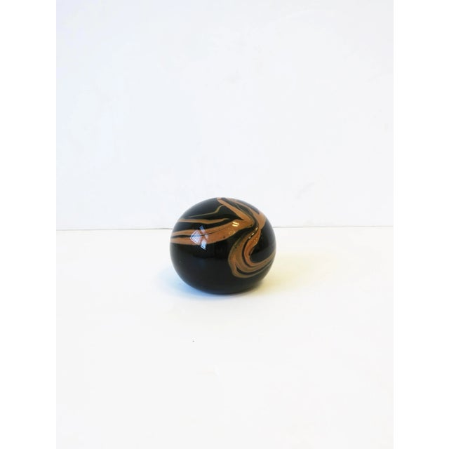 1970s Modern Black Art Glass Paperweight or Decorative Object Sphere For Sale - Image 9 of 13