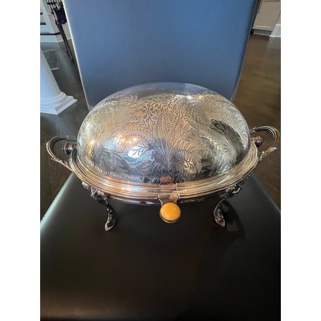 Antique Silverplate Etched Server Serving Dish Domed Tall Legs For Sale - Image 12 of 12