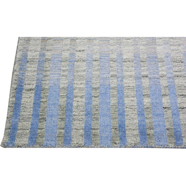 Indian 1960s Indian Handloom Wool/Bamboo Rug, 8'x10' For Sale - Image 3 of 6