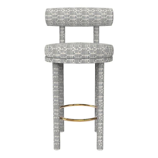 Collector Modern Moca Bar in Kolymbetra Blue Fabric by Studio Rig For Sale