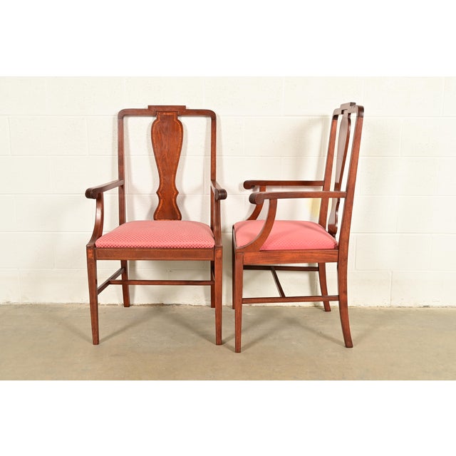Baker Furniture Style Federal Inlaid Mahogany Armchairs, Pair For Sale - Image 11 of 14