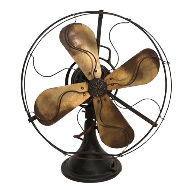 General Electric Oscillating Brass Blade Fan For Sale