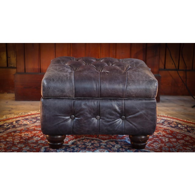 Oxford Collection Leather Ottoman from Timothy Oulton, 2010s For Sale - Image 6 of 13