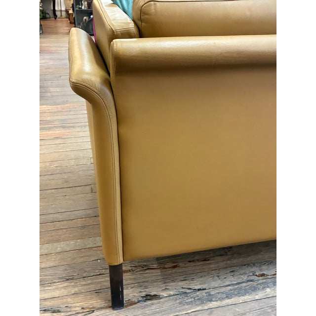 Borge Mogensen Style Danish Mid Century Modern Leather Loveseat For Sale - Image 11 of 14