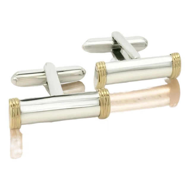 Tiffany & Co Estate Cufflinks 18k Gold Sterling Silver, 2 pieces For Sale