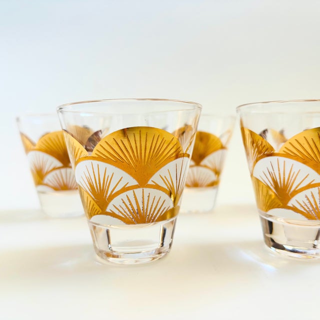 Mid Century Gold Fan Shot Glasses - Set of 5 For Sale In San Francisco - Image 6 of 9