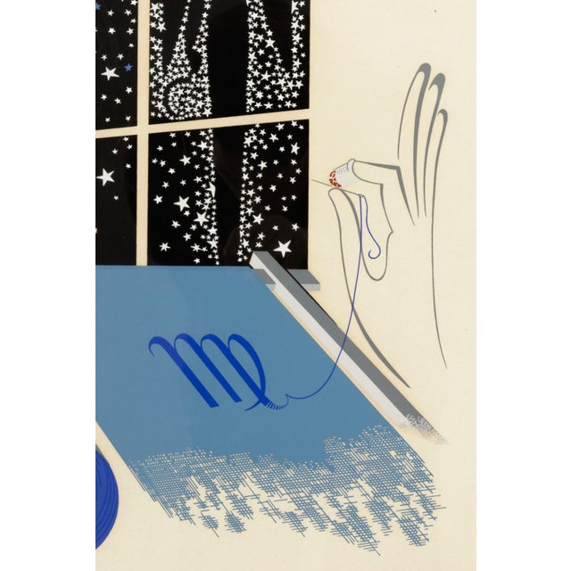 Paper Erte Virgo From the Zodiac Series 1982 Signed Screenprint 4/350 Art Deco Style For Sale - Image 7 of 9