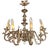 Vintage Louis XV Silvered Hand-Painted Carved Wood Eight-Arm Chandelier with Floral Motifs, Italy, 1920s For Sale